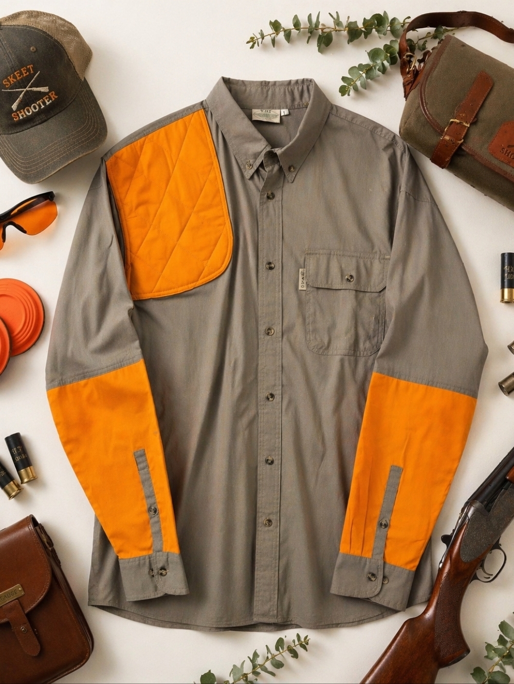 NWT TAG Kahki Orange L Sleeve Button Shooters Shirt. Mens Large